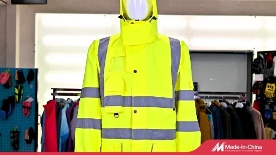 Protective Workwear 2024 Hi Vis 300d Oxford Reflective Safety-Protective-Clothing Jacket for Workers