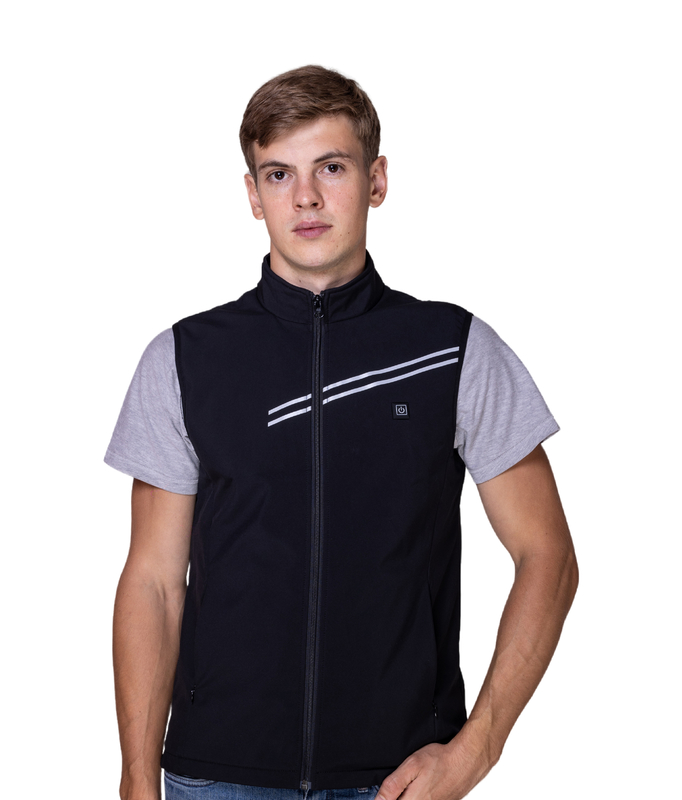 Custom Designed Black V-neck Heating Vest with Crew Neck Collar