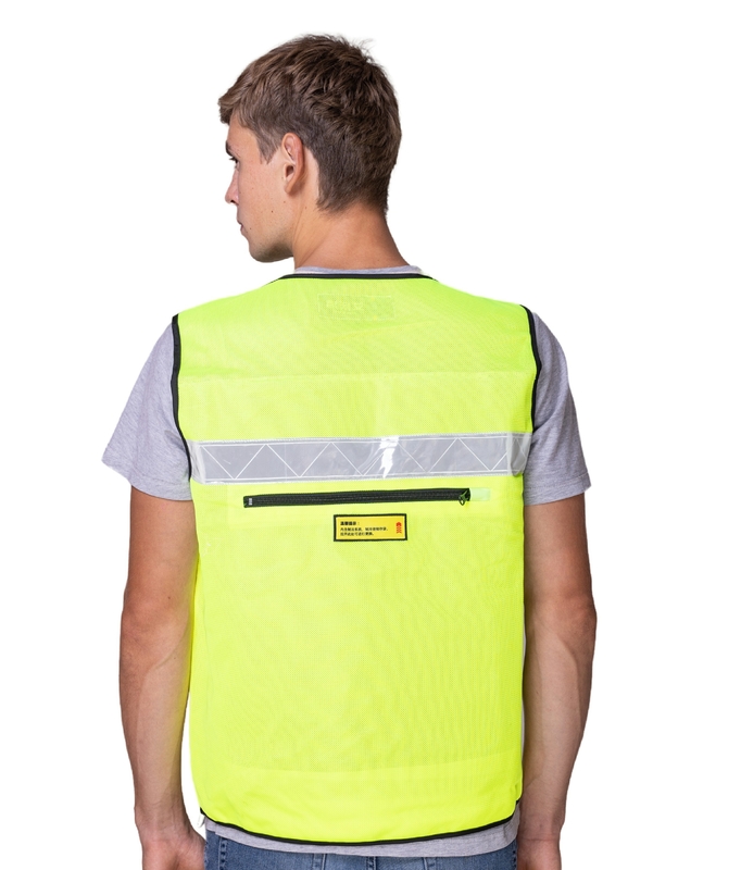 Construction Site Safety Reflective Vest with Water Circulation and Zipper Closure